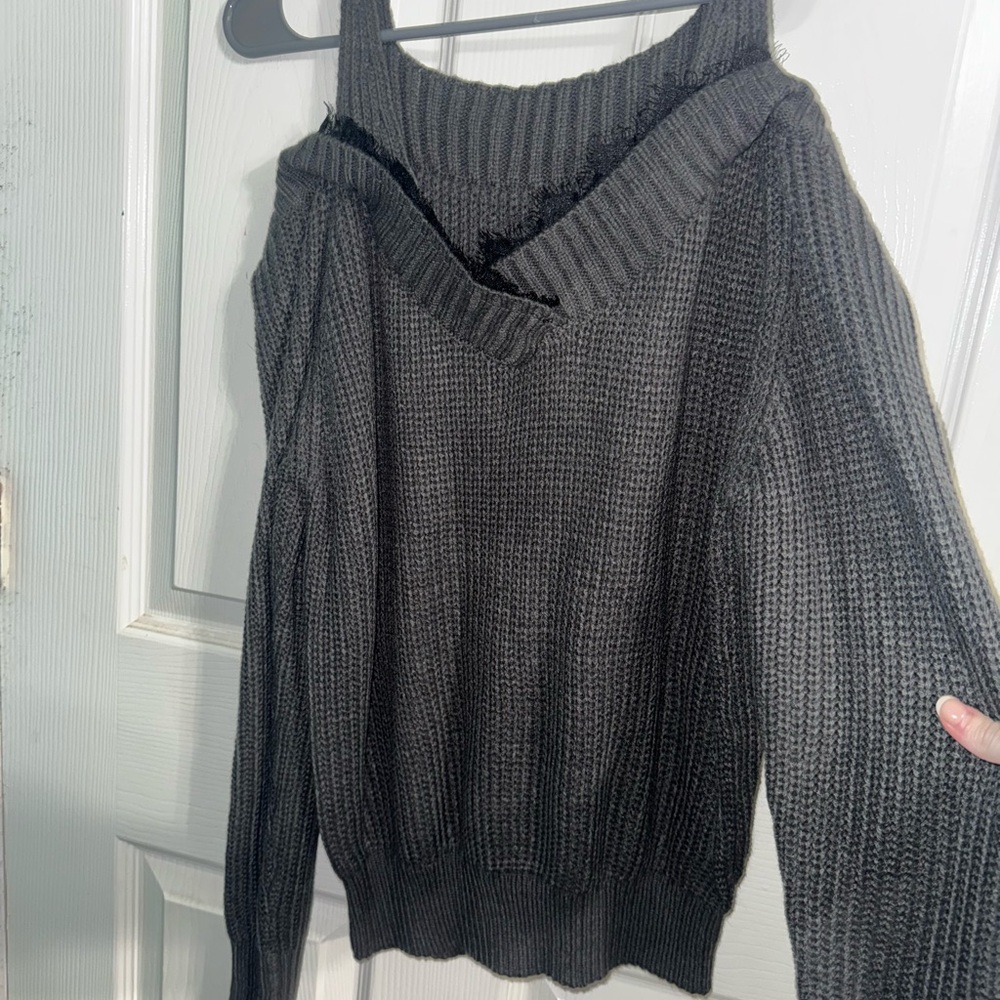 SHEIN Dark Gray Off-the-Shoulder Sweater